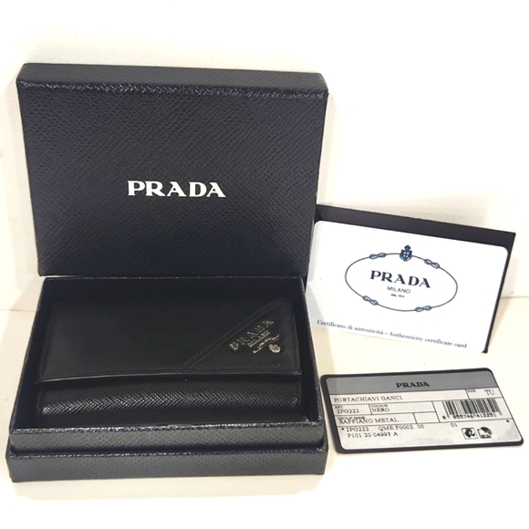 NEW! PRADA Authentic Saffiano Leather Black 6-Hook Key Case 2PG222 with Box - Picture 4 of 16